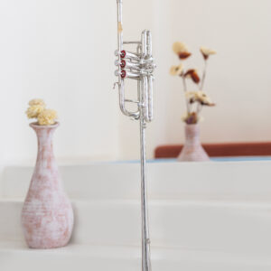 HERALD Bb Trumpet – Silver Brass with Red Valves