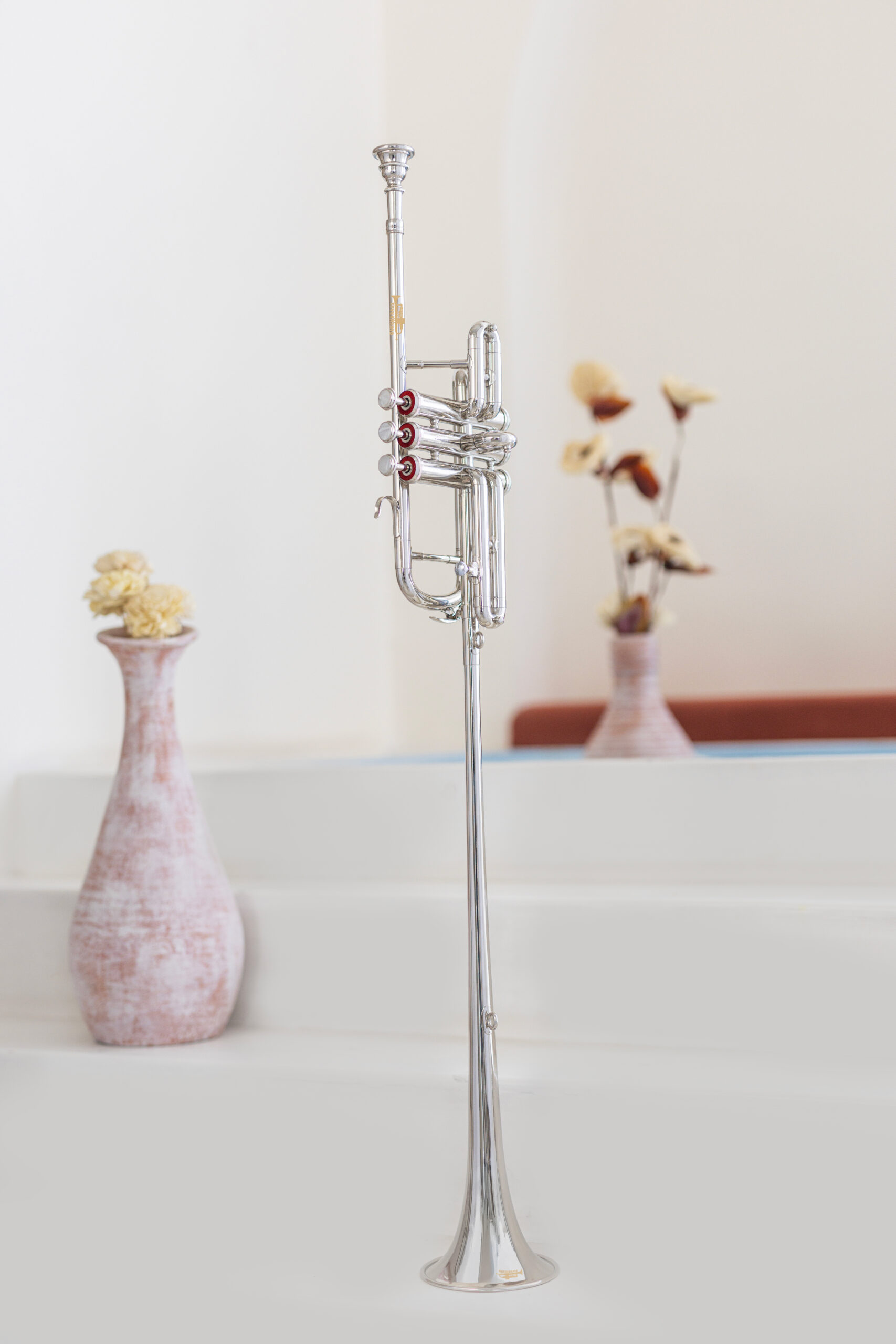 HERALD Bb Trumpet – Silver Brass with Red Valves