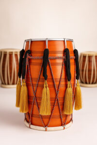 QueenBrass Bhangra Dhol with Sticks, Strap & Carry Bag – Traditional Punjabi Drum