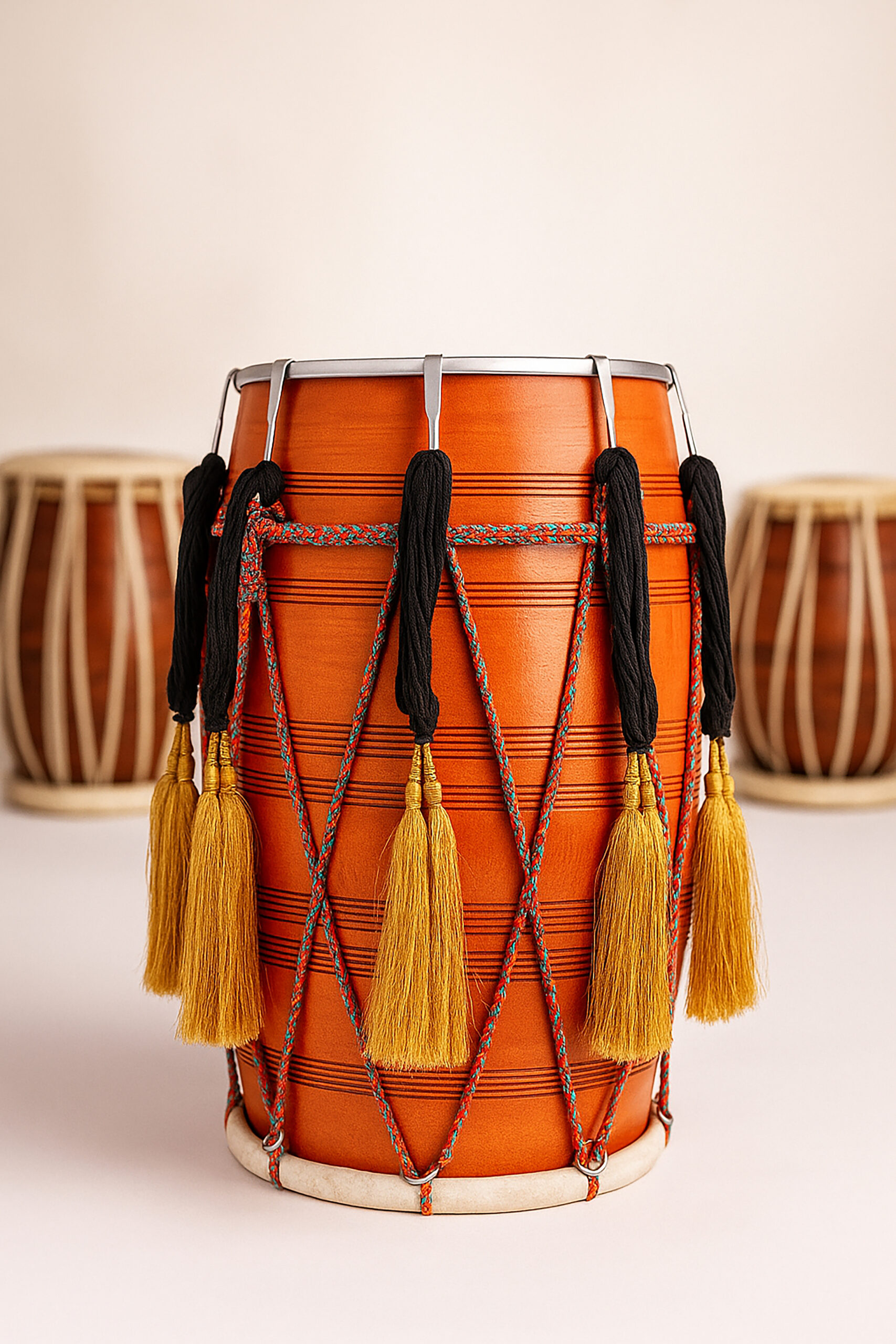 QueenBrass Bhangra Dhol with Sticks, Strap & Carry Bag – Traditional Punjabi Drum