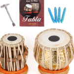 QueenBrass Designer Brass Tabla Set – Engraved Bayan & Dayan with Full Kit