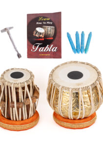 QueenBrass Designer Brass Tabla Set – Engraved Bayan & Dayan with Full Kit