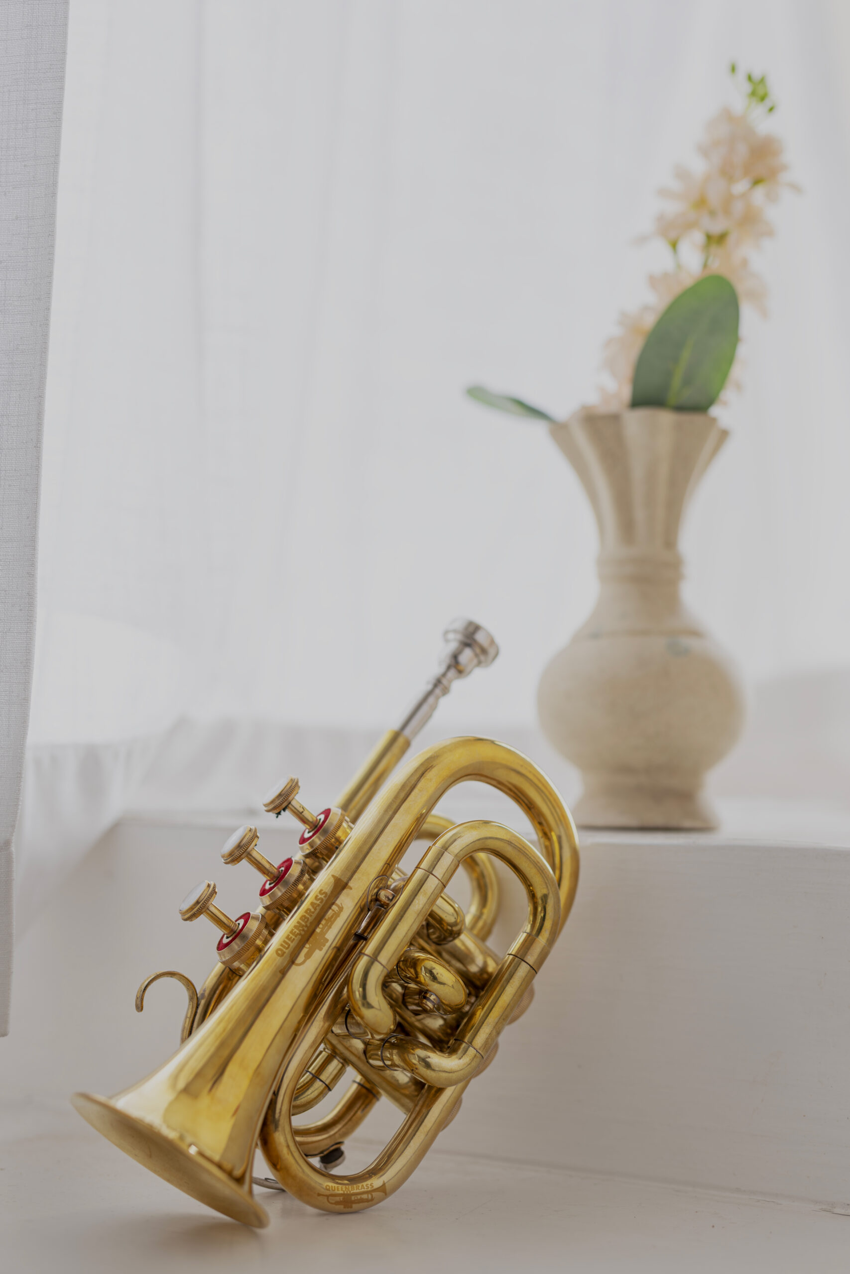 QueenBrass Pocket Trumpet – Bb Mini Brass with Red Valves